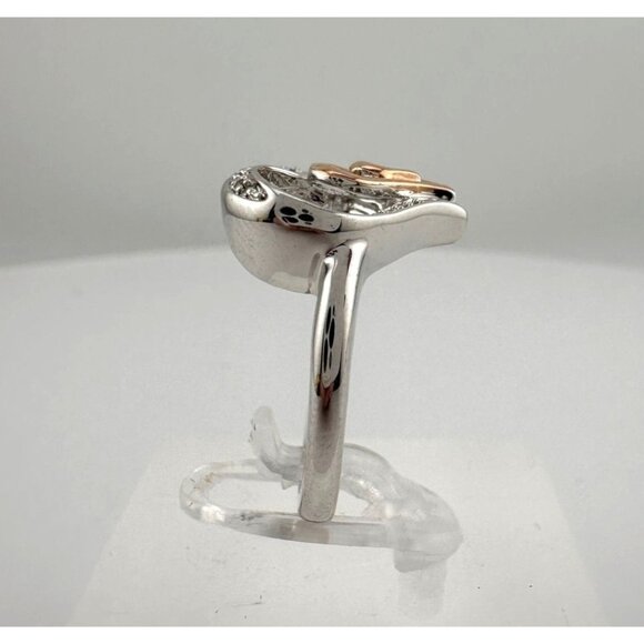 Natural Diamond Triple Heart Ring - Two Tone - Size 7.25 - Picture 4 of 16